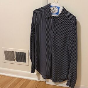 Equipment Black and White Striped Button Down Shirt